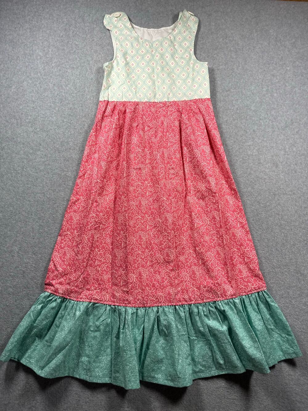 Cottagecore Maxi Dress Womens XS Multicolor Tiered Ruffle Hem Sleeveless